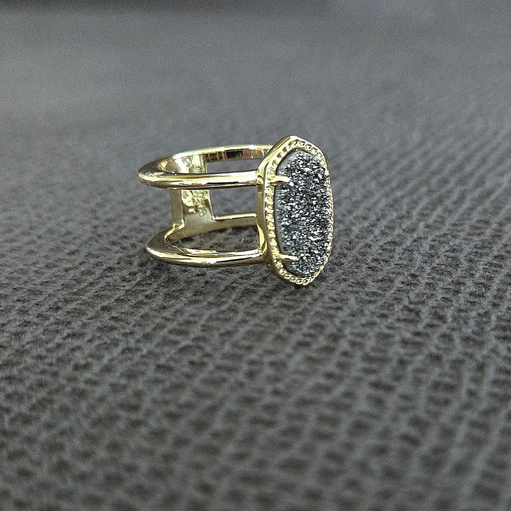 ✨️HP✨️ Kendra Scott "Elyse" Double✌️ Band Platinum Drusy Ring💍 - Picture 12 of 16